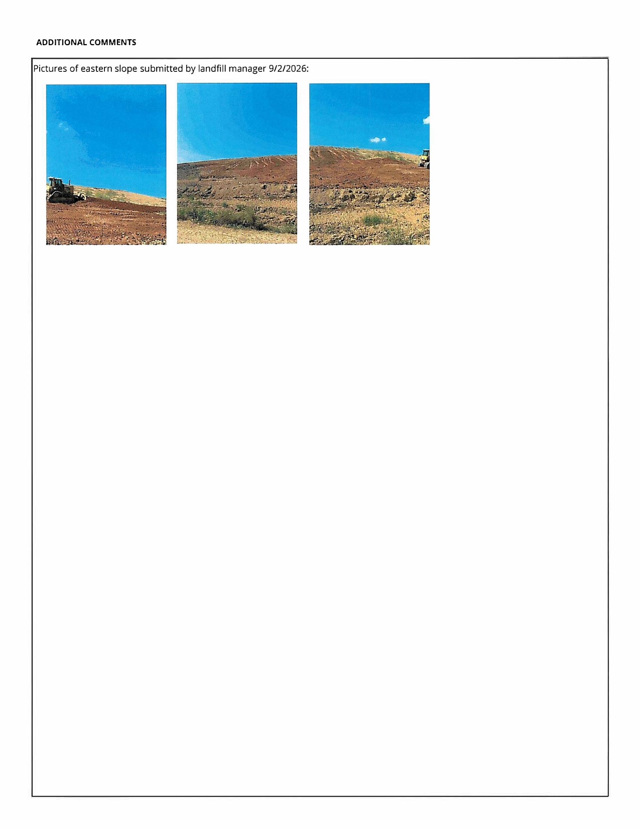 Packet page containing the eastern slope photographs.